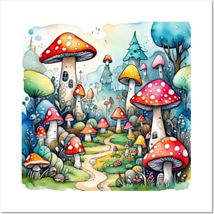 Cute mushrooms pattern gift ideas cute mushroom gifts Posters and Art